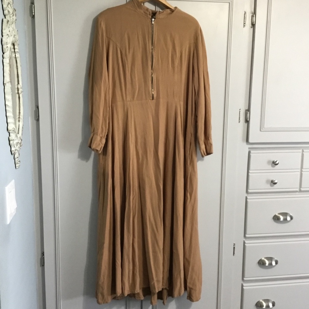 EASTESSENCE Light Brown Long Sleeve Modest Maxi Dress XL